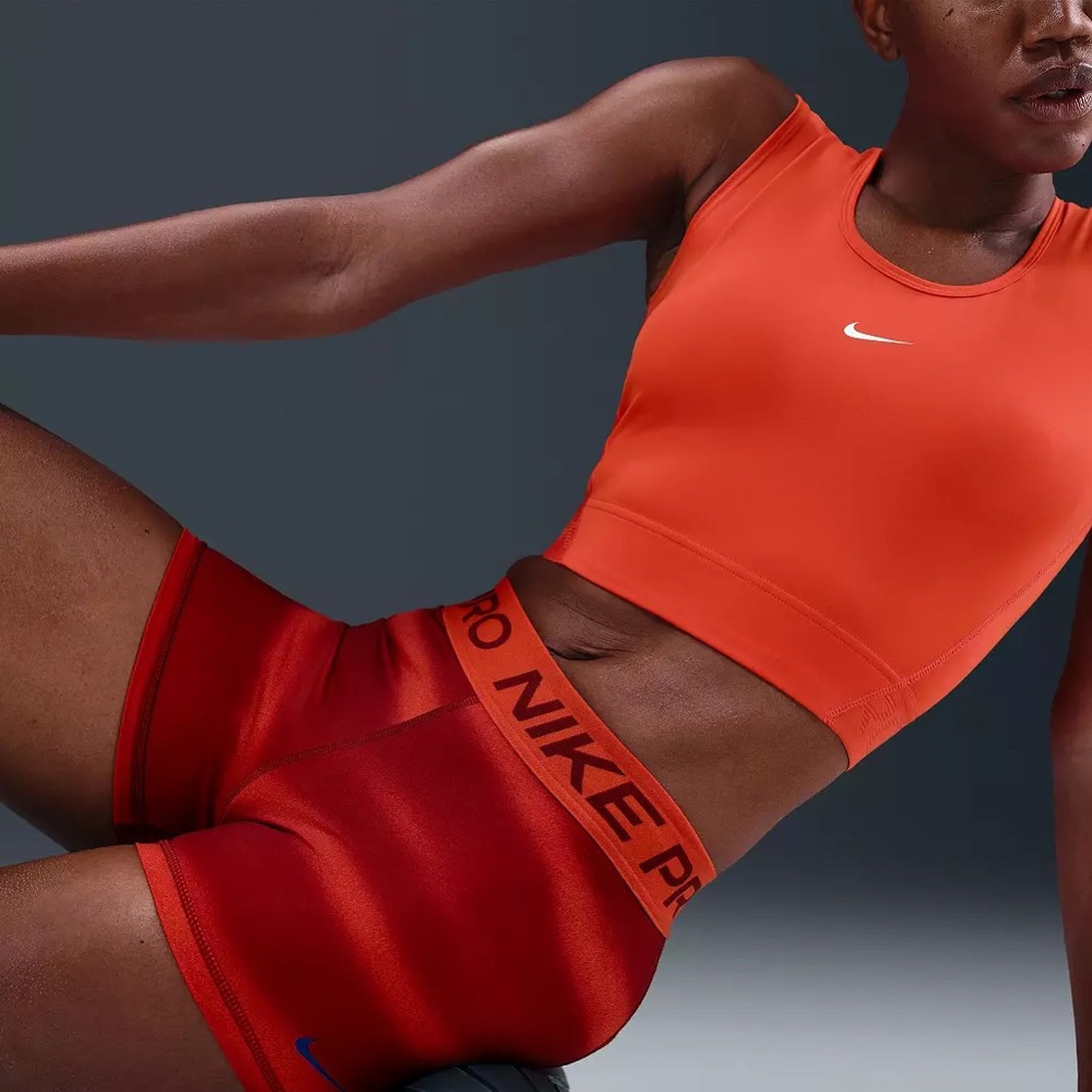 NWT Nike Pro 3" Striped Shorts | Picante Red | Size M